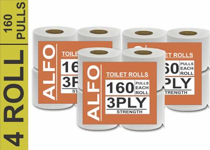 Lefo Premium Toilet Tissue Paper Roll Pack of 4 (160 Pulls Each) 640 Sheets Paper Toilet Paper Roll