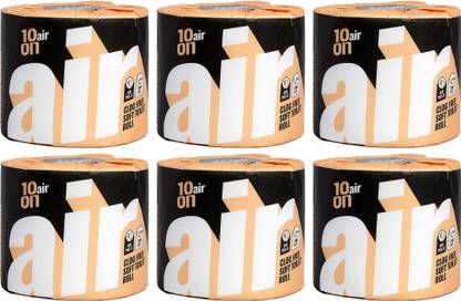 10 on TISSUES Air Regular Soft 2 Ply Toilet Paper Roll, Tissues,Pack of 6 (400x6=2400 Sheets) Toilet Paper Roll