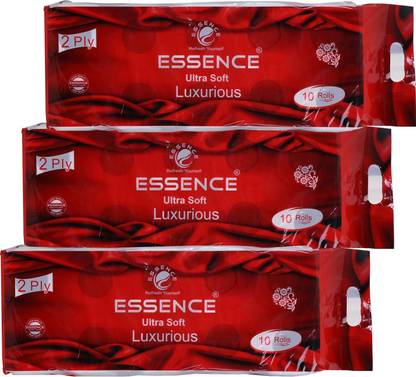ESSENCE 10 in 1 Red Ultra Soft luxurious Bathroom Tissue Pack of 3 Toilet Paper Roll