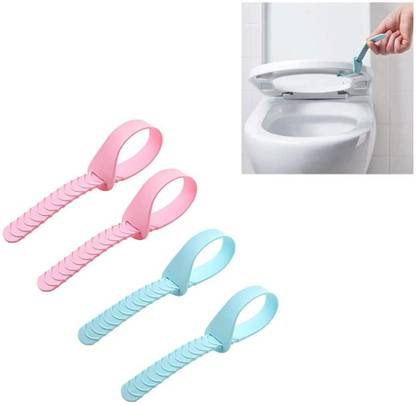 Newvent Toilet Seat Lifting Band, Foldable Toilet Cover Seat Lid Lifter Handle Bathroom Accessories, Self-Adhesive Toilet Seat Lifter Lid Handle (Pack of 4 Pcs) Custom Fit Toilet Seat Lid Lock