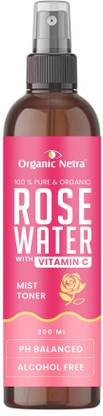 Organic Netra Rose Water Toner With Vitamin C, Hydrates Skin, For Men & Women