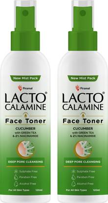 Lacto Calamine Cucumber Face Toner with Green Tea & Niacinamide Cool & Hydrated skin Pack of 2 Men & Women