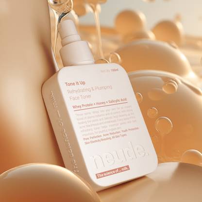 Neude Tone It Up Face Toner with Whey Protein for Pore Rehydration & Acne Management Men & Women