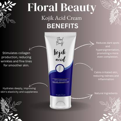 FLORAL BEAUTY KOJIC ACID CREAM MADE WITH VITAMIN C & GLYCOLIC ACID FOR DAY NIGHT USE