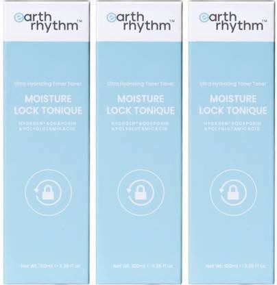 Earth Rhythm Moisture Lock Toner with Mushroom Extract,Reduces Wrinkles,Open Pores, 100ml x 3 Women