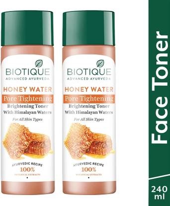 BIOTIQUE Honey Water Pore Tightening Brightening Toner | Clears & Tightens Pores Men & Women