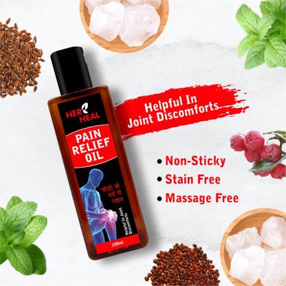 HERBHEAL Ayurvedic Pain Relief oil for Body, Back, Knee, Legs, Shoulder and Muscle pain. Men & Women