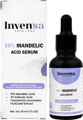 INVENSA 10% Mandelic Acid Serum, Reduces Acne, Dark Spots, Anti-Aging & Brightening Skin Men & Women