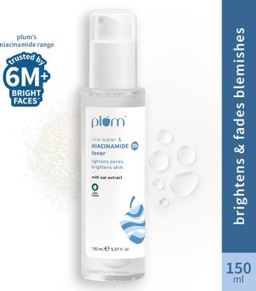 Plum 3% Niacinamide & Rice Water Alcohol-Free Toner, Tightens Pores, Brightens Skin Men & Women