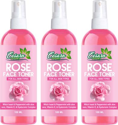 Cesaro Organics Rose Face Toner for Refreshing & Hydrating with Hazel & Peppermint Men & Women