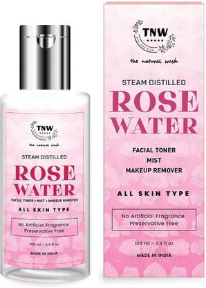 TNW - The Natural Wash Steam Distilled Pure Rose Water Toner & Makeup Remover Men & Women