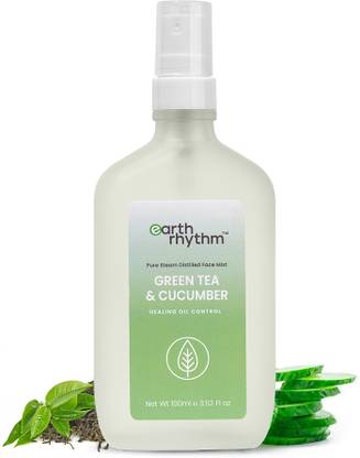 Earth Rhythm Green Tea & Cucumber Face Mist Toner, Minimizing Pores & Reduces Redness - 100ml Men & Women