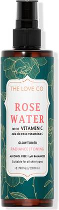 The Love Co. Vitamin C Rose Water Toner For Open Pores Tightening, Glowing Skin Men & Women