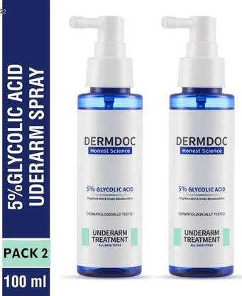 DermDoc Glycolic Acid Underarm Brightening Spray Pack of 2 with Treatment for Glow Boost Men & Women