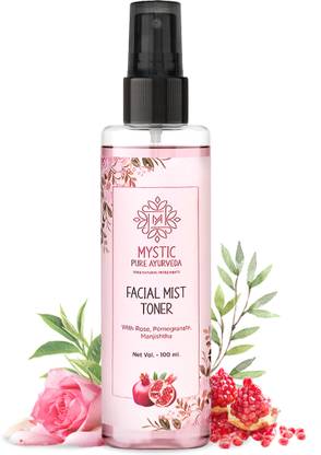 Mystic pure ayurveda Mist Toner for Glowing and Hydrating skin with Rose, Pomegranate & Manjishta Men & Women