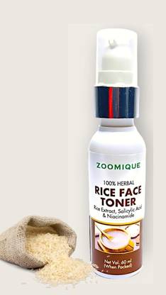 zoomique Rice Face Toner for Glowing skin, Fermented Rice Embryo Extract with flax seed Men & Women
