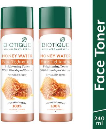 BIOTIQUE HONEY WATER PORE TIGHTENING BRIGHTENING TONER (Pack of 120ML X 2) Men & Women