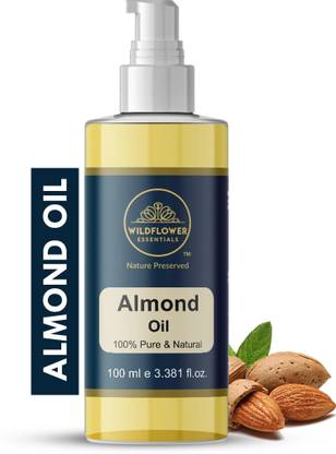 Wildflower essentials 100% Cold Pressed Almond Oil for Glowing Healthy Skin & Non Sticky Damage Free Men & Women
