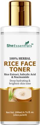 She Essentials Rice Water Face Toner with Salicylic Acid & Niacinamide for Clog Open Pores Men & Women