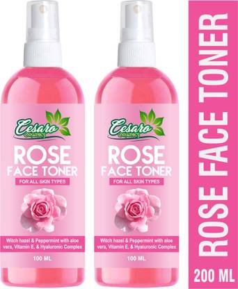 Cesaro Organics Rose Face Toner for Refreshing & Hydrating with Hazel & Peppermint Men & Women