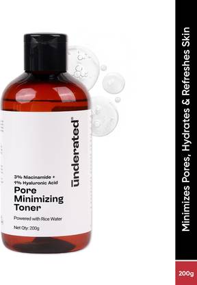 UNDERATED Niacinamide 3% Hyaluronic Acid 1% Pore Minimizing Toner With Rice Water Extract Men & Women