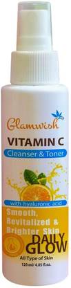 Glamwish Daily Glow Alcohol Free Vitamin C Cleanser & Toner With Aloe Vera & Witch Hazel Men & Women