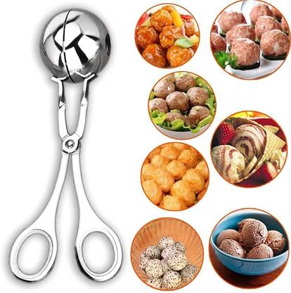 CLLEORA Stainless Steel Meat Ball Maker, Cake Pop Maker, Melon Baller Meatball Maker Stainless Steel Meat Ball Maker, Cake Pop Maker, Melon Baller Meatball Maker 16.5 cm Ice, Serving, Snail Tongs