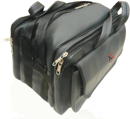 AryaRadha Black Faux Supreme Leather Look 16 inch Tool bag for technician, Formal Office Messenger Briefcase with Adjustable Shoulder Cross Body Sling Strap for Men and Women Leather Tool Bag