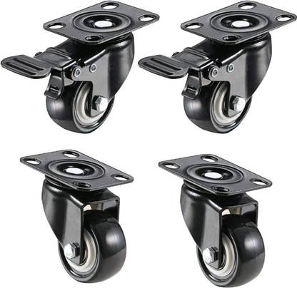 Spylock Pack 2" Heavy Duty Swivel Caster with 360 Degree (2 with Brakes & 2 Without) Swivel Furniture Caster