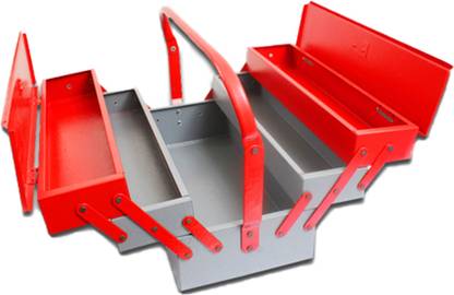 Venus hand tools VTB05 Metal Tool Box with 5 Compartment Box (Red) Tool Box with Tray