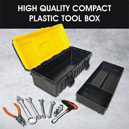 ARC 14inch Heavy duty Plastic Red and Black Tool Box with Tray Tool Box