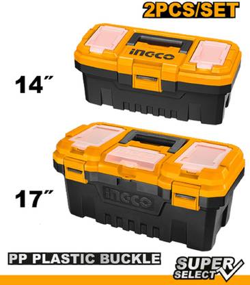 INGCO PBXK0201 2 Pcs plastic tool boxes set 14inch and 17inch INGCO PBXK0201 2 Pcs plastic tool boxes set 14inch and 17inch Tool Box with Tray