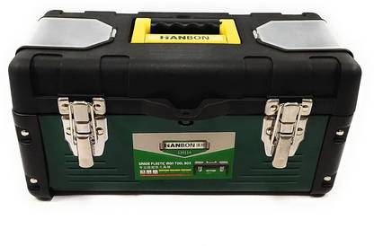 GSK Cut 14Inch Tool Organiser with Removable Tray Metal Latch For Tool Parts Repair kit for Storage of Tools, Parts, Toys, Repair Tool etc. with one hand Snap Latch Tool Box with Tray