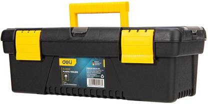 Deli Multipurpose Tool Box with Tray Folding Structure Metal Clasp & Connecting Shaft Carry Handle PP Hand Tools Kit Tool Box with Tray