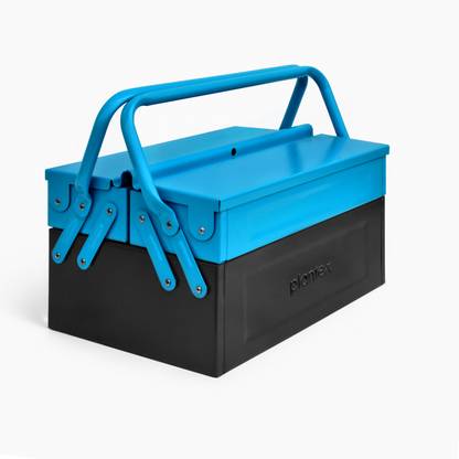 Plantex Metal Tool Kit Box for Garage/Tool Box Without Tools-3 Compartment (Blue&Black) Empty Tools Box/Ideal Tool Box for Home Use/Tool Kit Box for Home and Garage Tool Box