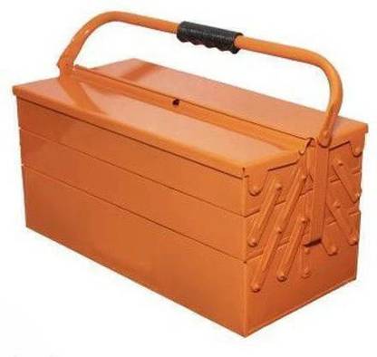 Solitaire High Grade Metal Tool Box With Handle For Home Garage Hand Tools Machine Tools Hammer Drill Machine Nuts Screw Driver 5 Compartments 4 Trays Weight Upto 30 Kg Suitable For Tools [ Orange ] SOLITAIRE TOOL BOX Tool Box with Tray