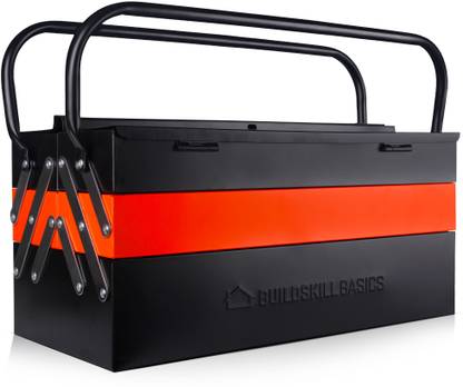 BUILDSKILL BITB185 18" Metal tool box kit | 5 compartments | lock system | rust-resistant & durable Tool Box with Tray