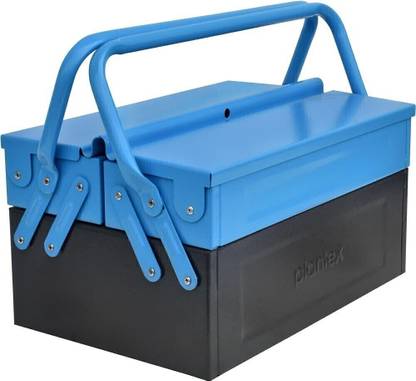 Plantex Metal Tool Kit Box for Garage/Tool Box Without Tools-3 Compartment (Blue&Black) Empty Tools Box/Ideal Tool Box for Home Use/Tool Kit Box for Home and Garage Tool Box