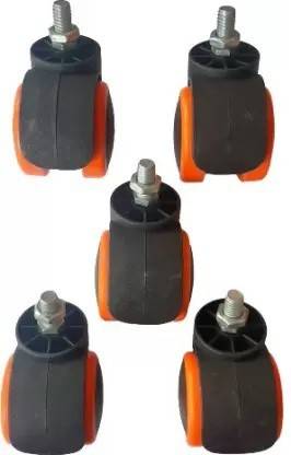Divet Revolving Chairs Threaded Wheel / Twin Castor Threaded Wheels / Chair Wheels Nylon Friction Rolling Cabinet
