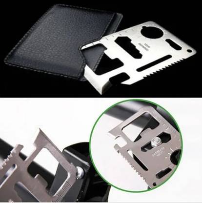 Xydrozen Multipurpose Pocket Survival Tool 11 Function Card-Silver Camping & Hiking Camping Tool Kit