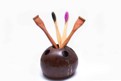 The Bare Bar Eco-Friendly Coconut Shell Toothbrush Stand - Natural & Stylish Toothbrush Case