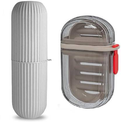 Xpandio 1 Pcs Transparent Travel Soap Case 1 Pcs Grey Toothbrush Case Waterproof Toothbrush Case