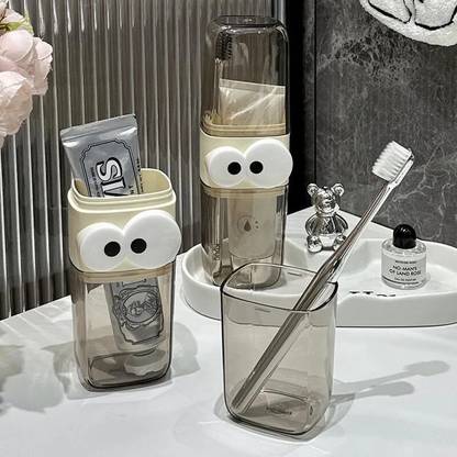 Zenzone Transparent Toothbrush Case & Travel Mouthwash Cup |Anti-Bacterial Holder Family Plastic Toothbrush Holder