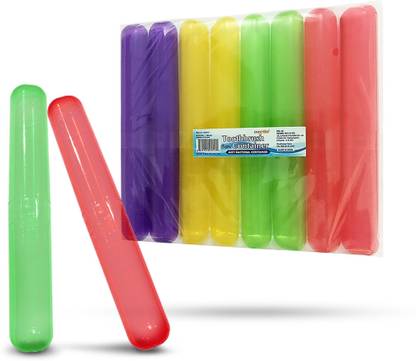 Ozette Anti Bacterial Toothbrush Cap | Cover | Case | Holder | Container for Travel and Home Use, Pack of 8 - Toothbrush Case