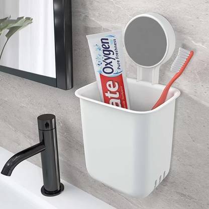 Mungat Wall Mounted Self Adhesive Bathroom Toothpaste Holder,Shaver,Razor Plastic Toothbrush Holder