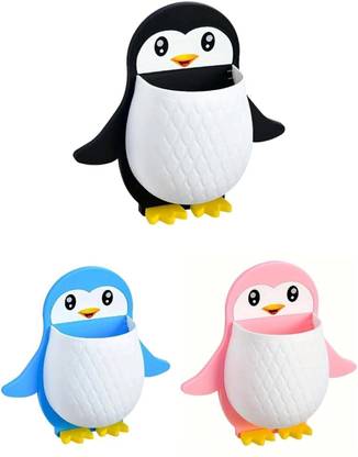 HENIFASHION Toothbrush Holder Storage Organizer for Bathroom Wall Mounted Penguin Shape Plastic Toothbrush Holder
