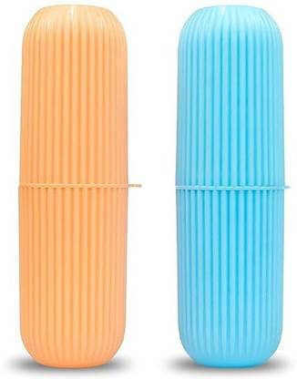 PYORIT (Pack 2) Toothbrush Holder Toothbrush Box Capsule Shape Holder for Travel Plastic Toothbrush Holder