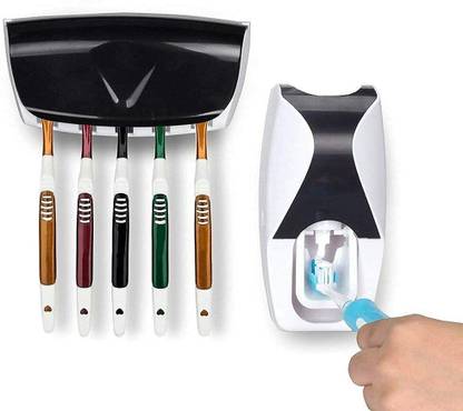 HALLSTATT Automatic Toothpaste Dispenser Press to Paste Toothpaste 5 Toothbrush Holders Plastic Toothbrush Holder