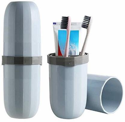 FRENYEAR Portable Capsule Shape Travel Toothbrush, Toothpaste, Toiletry and Cosme Plastic Toothbrush Holder