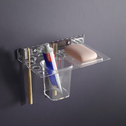 GLOXY Toothbrush Holder & Soap Dish for Kitchen & Bathroom Acrylic Toothbrush Holder